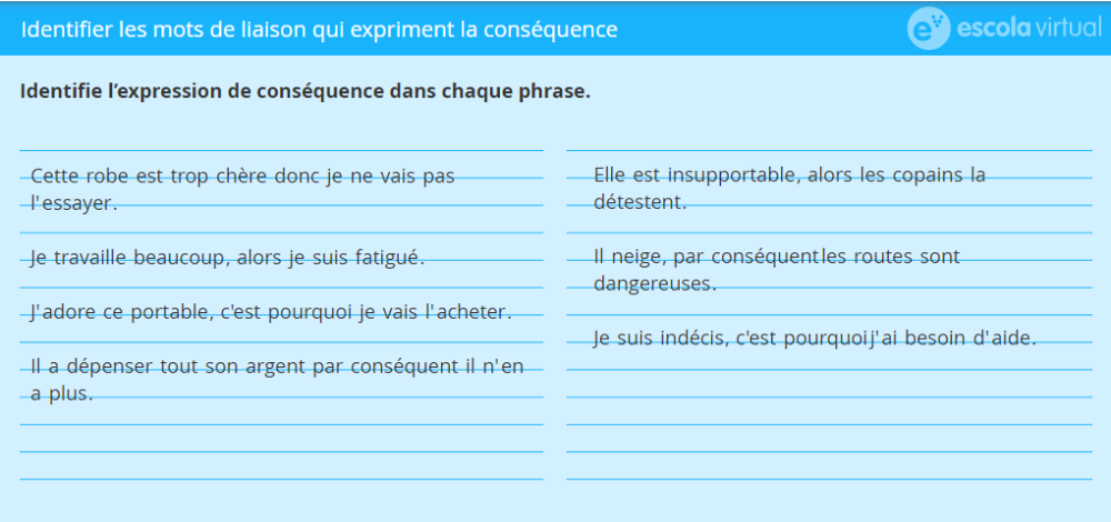 Identifier les mots de liaison qui expriment conséquence