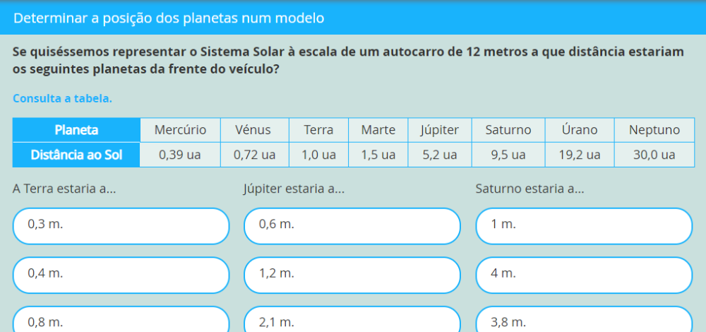 Determinar a posição dos planetas num modelo